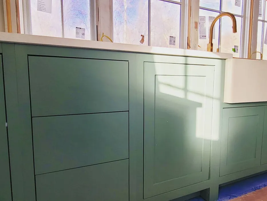 Sherwin williams rookwood blue green kitchen cabinets