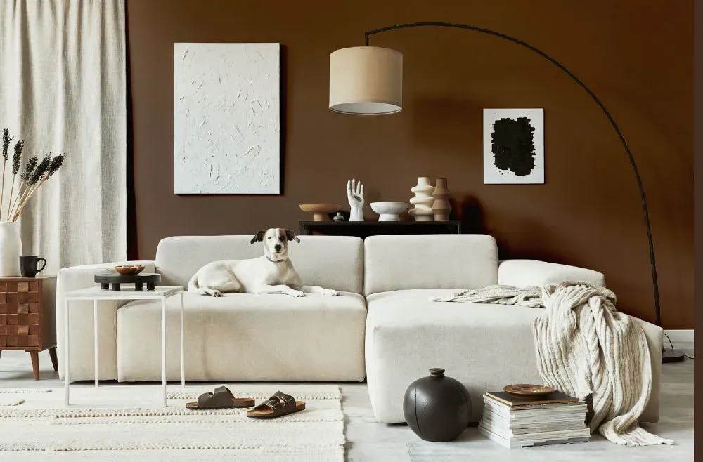 Sherwin Williams Rookwood Medium Brown cozy living room