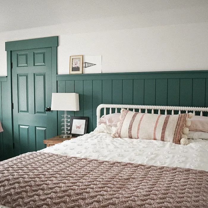 Rookwood sash green bedroom accent wall