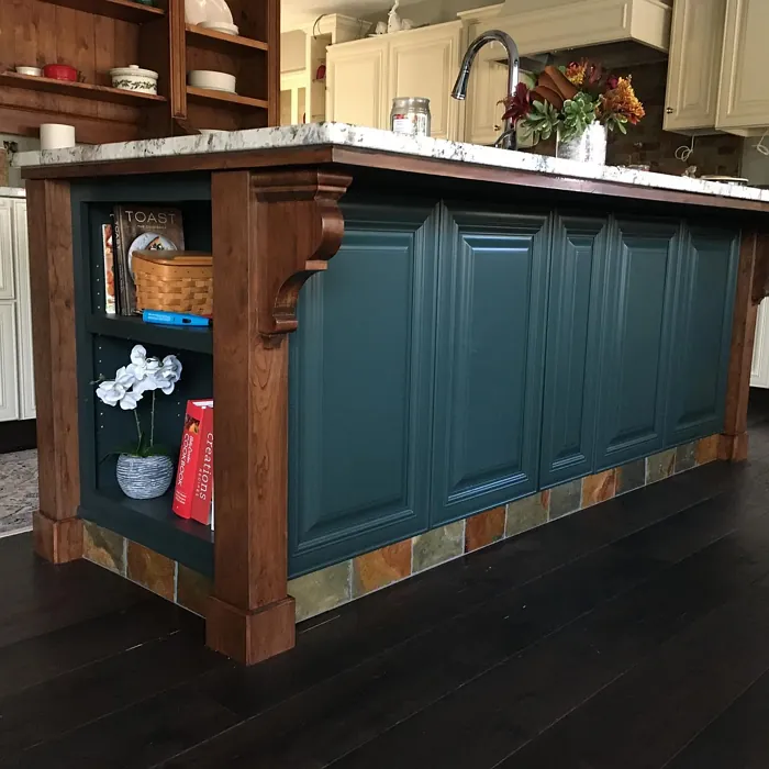 Rookwood shutter green kitchen cabinets