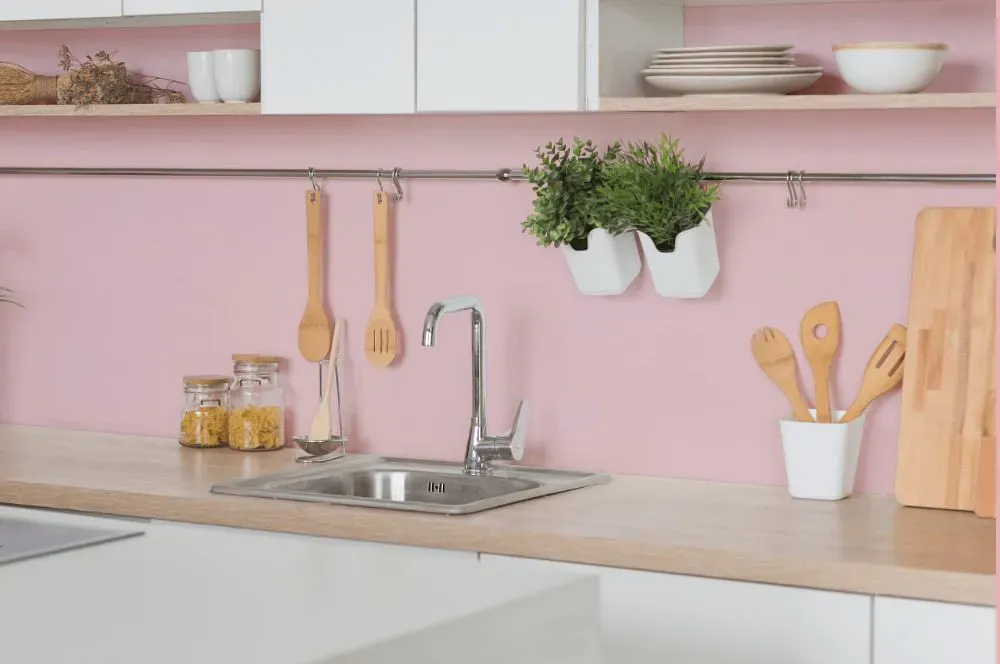 Sherwin Williams Rose Pink kitchen backsplash