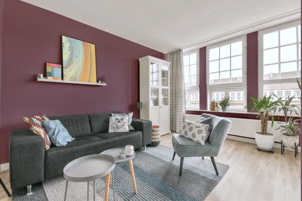 Sherwin Williams Ruby Violet living room walls