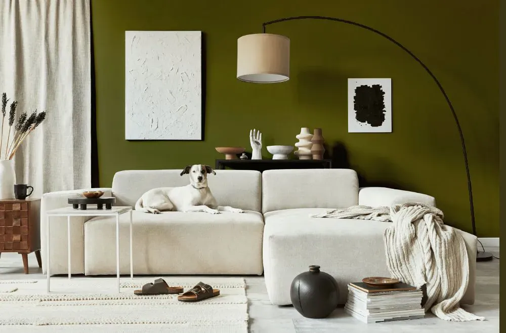 Sherwin Williams Saguaro cozy living room