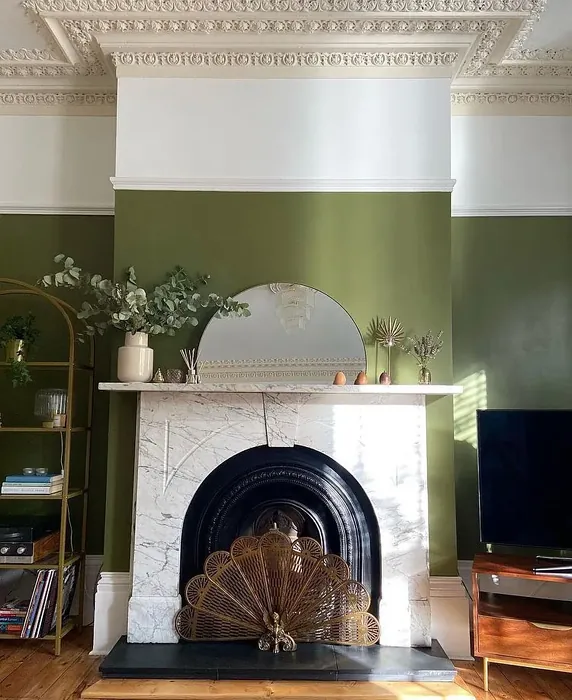 Sap Green living room fireplace interior idea