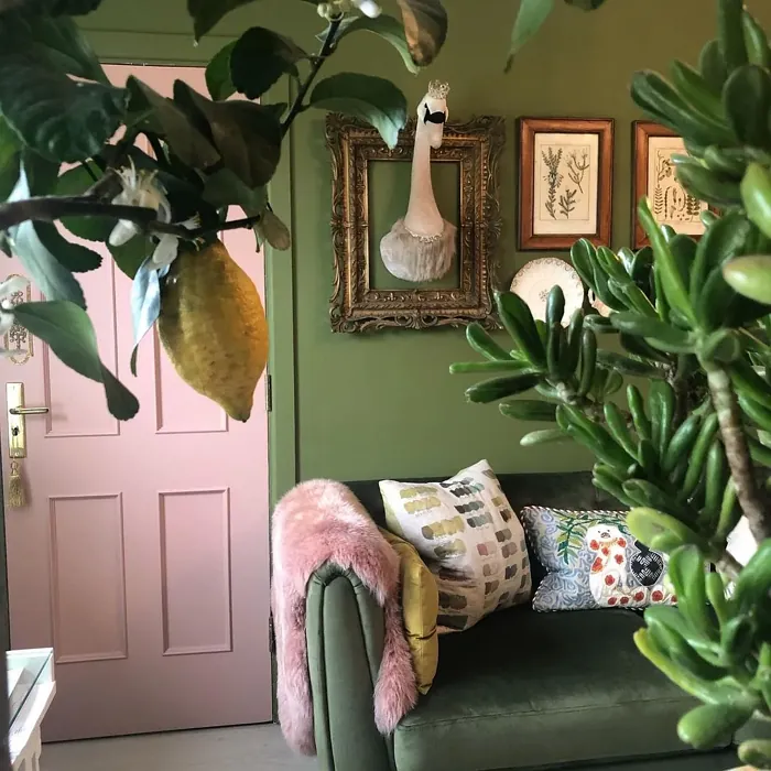 Sap Green cozy living room interior idea