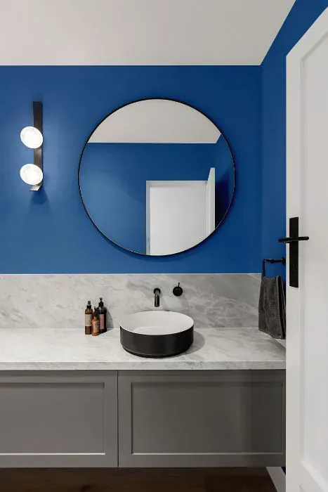 Sherwin Williams Sapphire minimalist bathroom