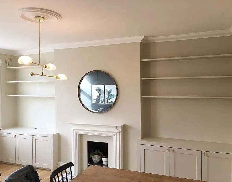 Farrow and Ball Shaded White 201 living room fireplace