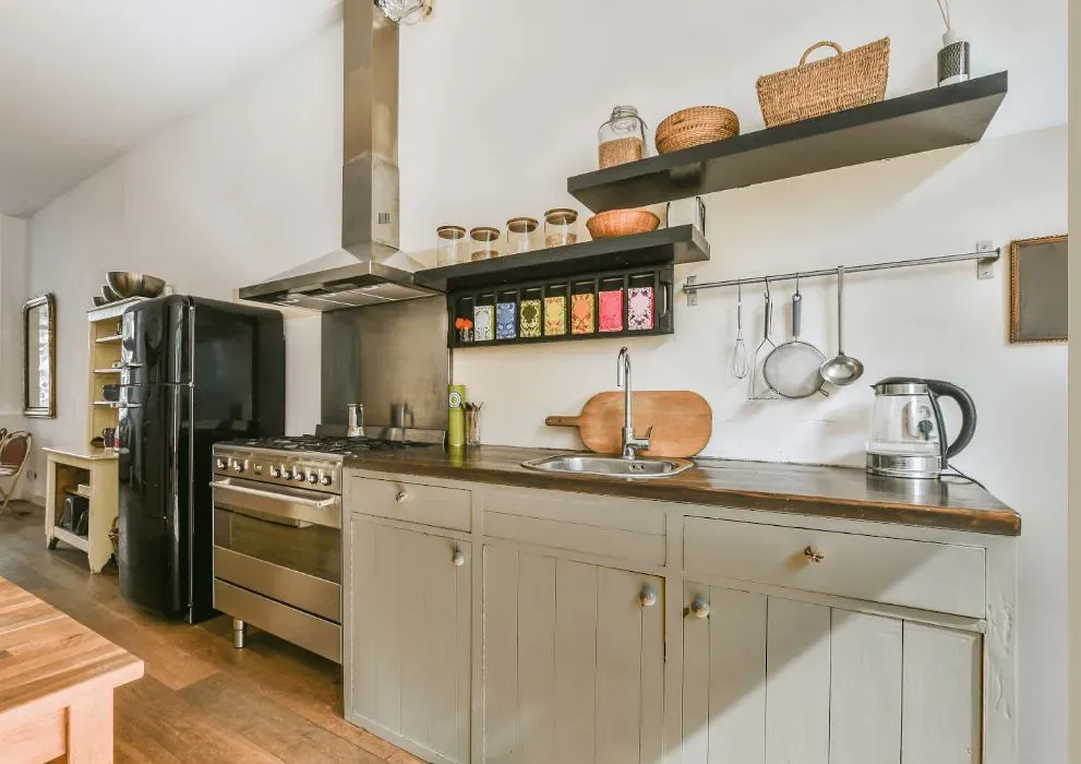 Sherwin Williams Simple Stone kitchen cabinets