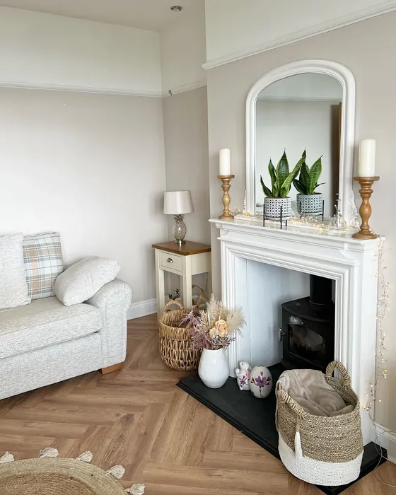 Farrow and Ball Skimming Stone 241 living room fireplace