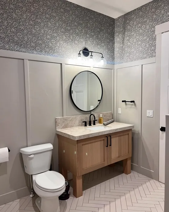 Sherwin Williams Skyline Steel bathroom wall panelling 