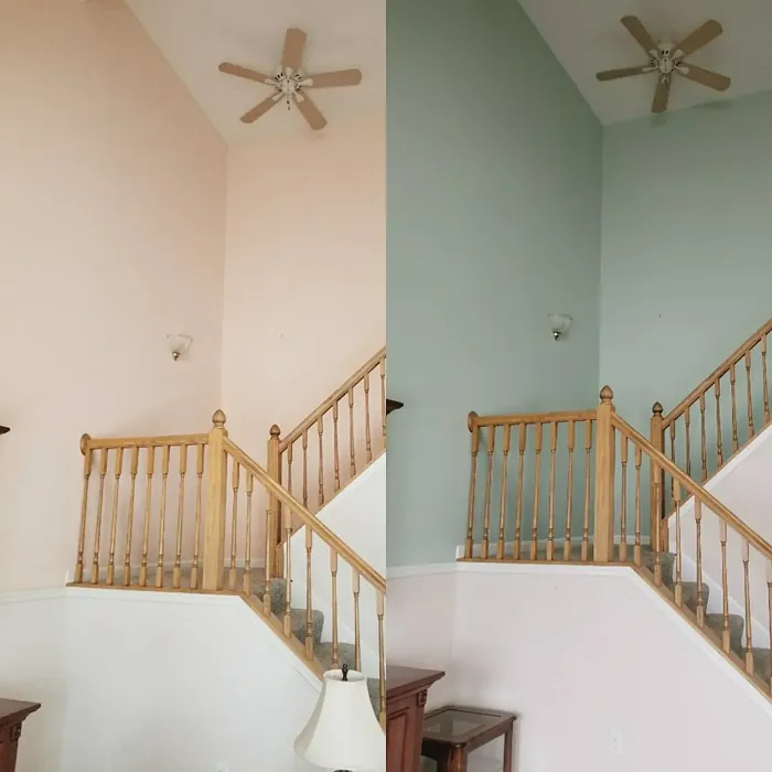 Sherwin Williams Slow Green hallway color paint