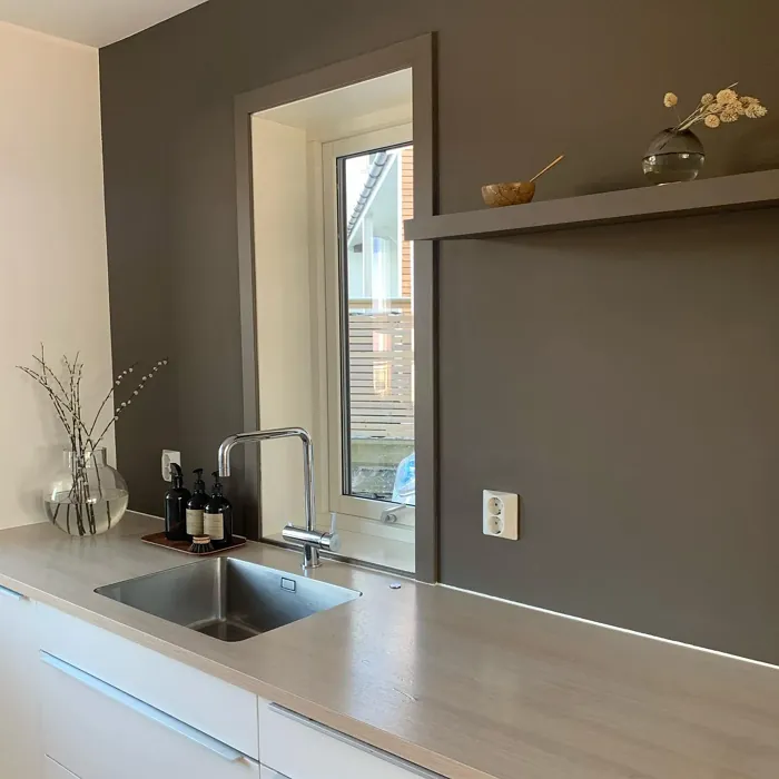 Jotun Smoked Oak kitchen accent wall