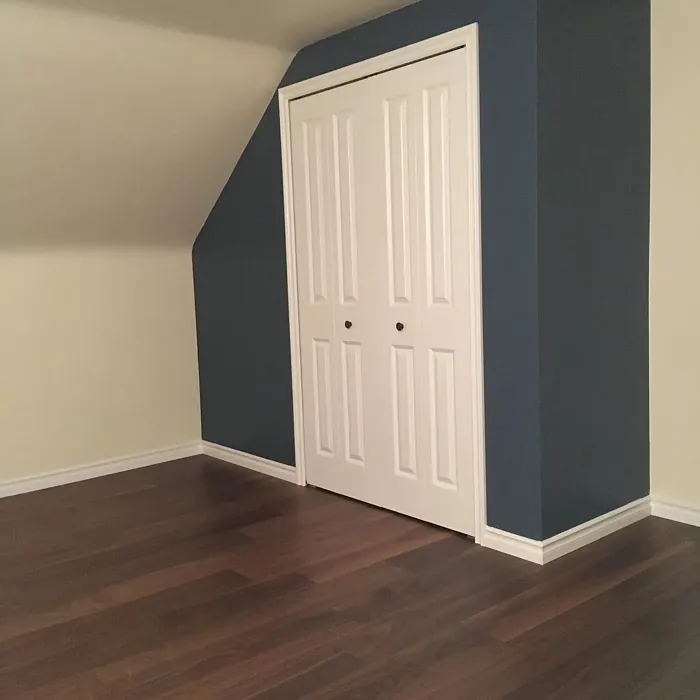 Sherwin Williams Smoky Blue accent wall color