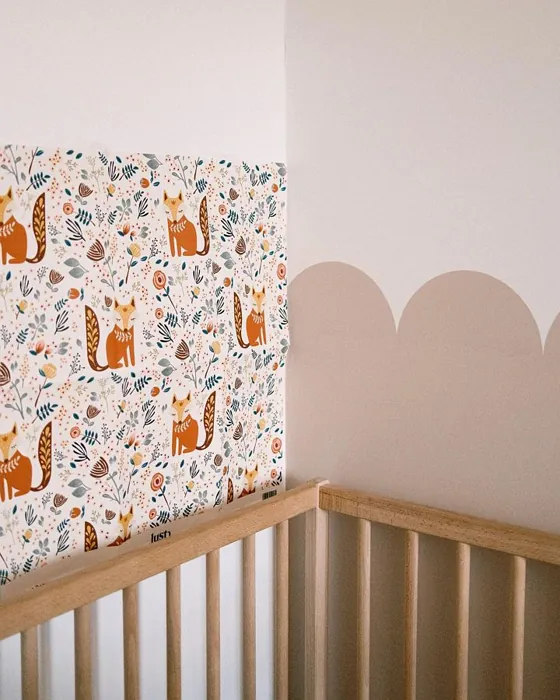 Dulux Soft Stone 80YR 59/089 kids room with fox wallpapers