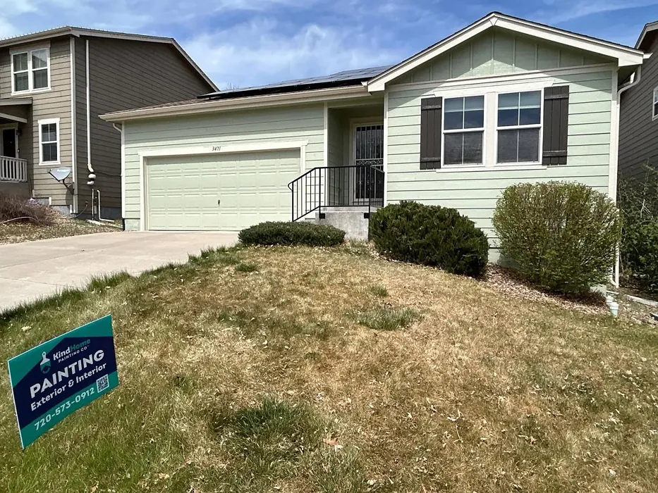 SW Softened Green house exterior paint review