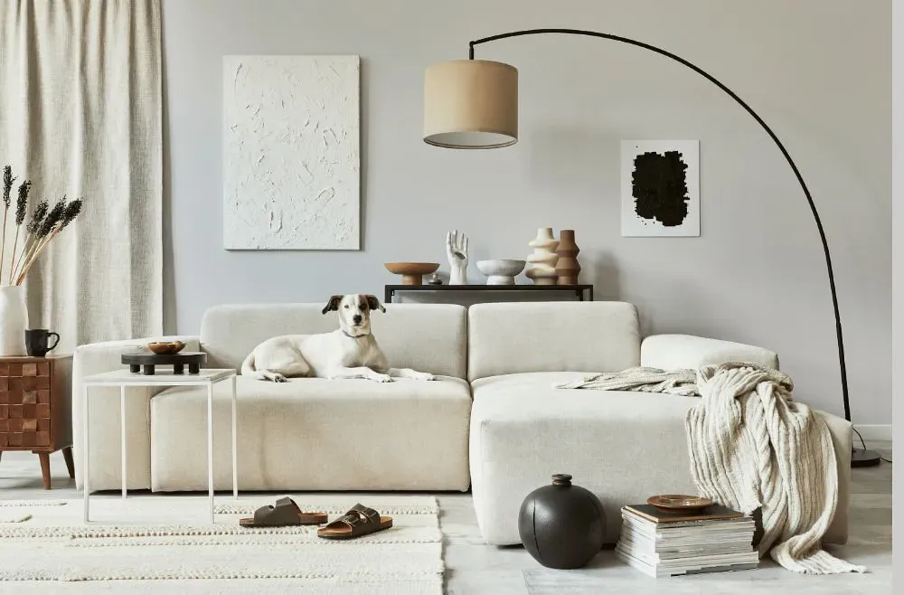 Sherwin Williams Spatial White cozy living room