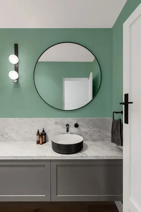Sherwin Williams Spearmint minimalist bathroom
