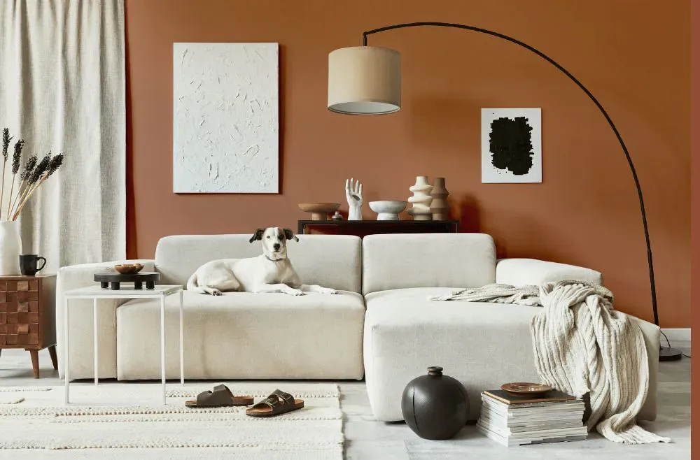 Sherwin Williams Spiced Cider cozy living room
