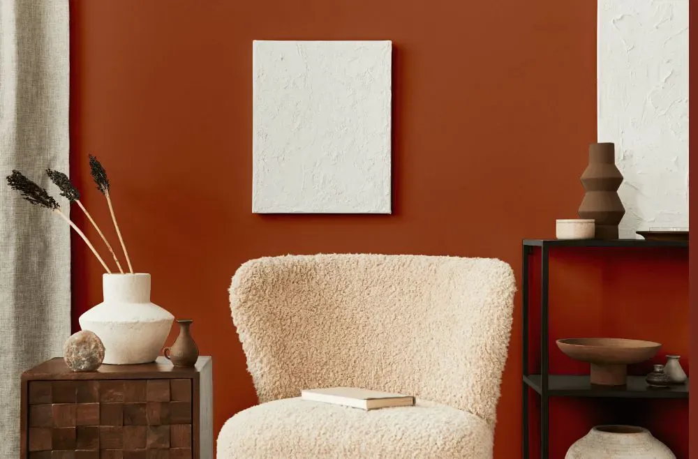 Sherwin Williams Spicy Hue living room interior