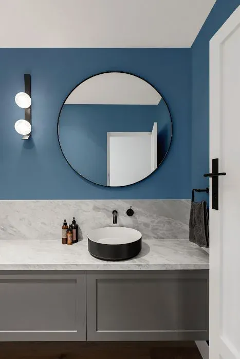 Sherwin Williams Sporty Blue minimalist bathroom