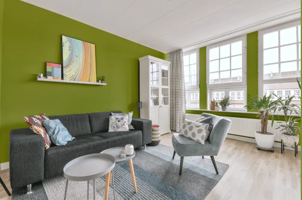 Sherwin Williams Stay in Lime living room walls