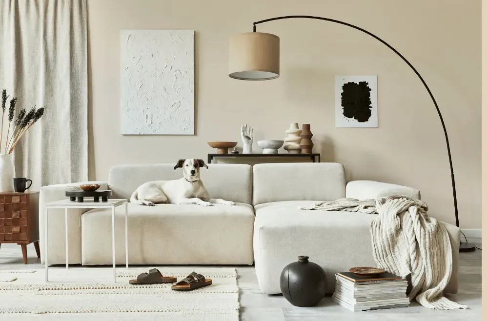 Sherwin Williams Steamed Milk cozy living room