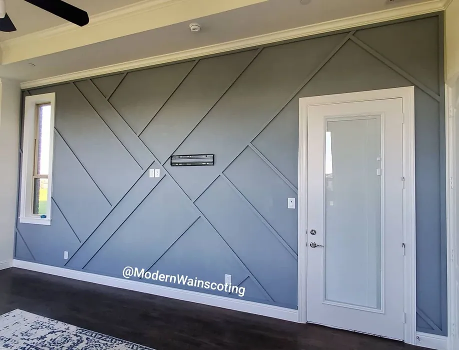 Sherwin Williams Steely Gray Accent Wall Panelling