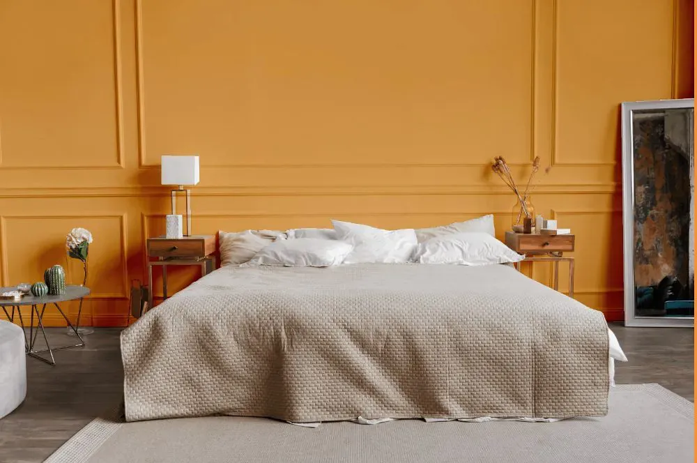 Sherwin Williams Stirring Orange bedroom