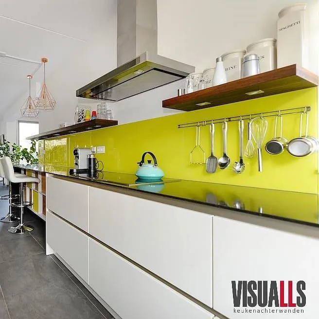 Sulfur yellow RAL 1016 kitchen baclsplash