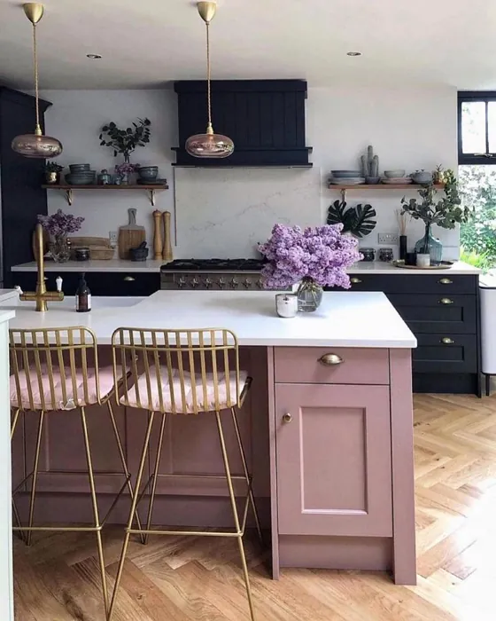 Farrow and Ball Sulking Room Pink 294 kitchen cabinets