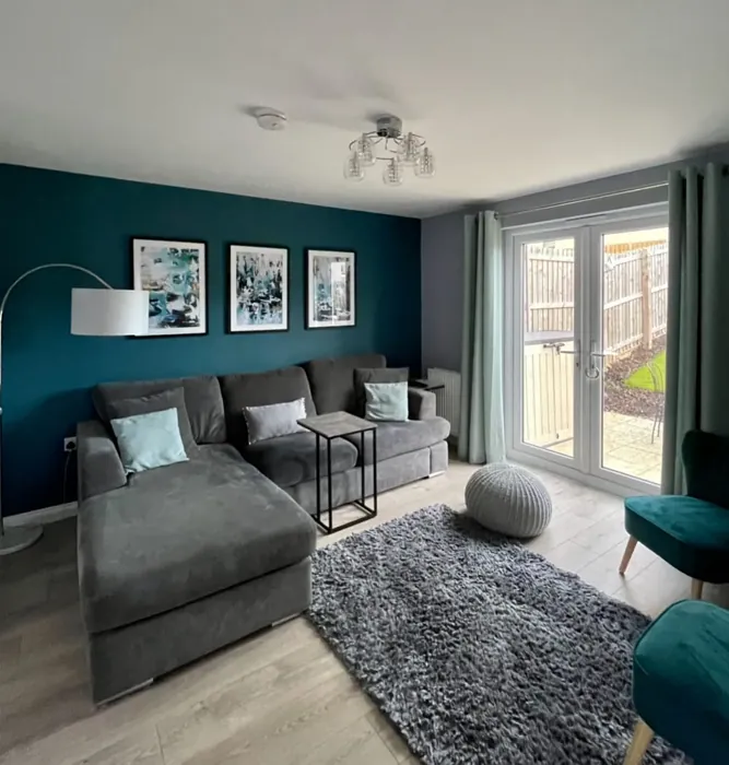 Dulux Teal Lux living room color