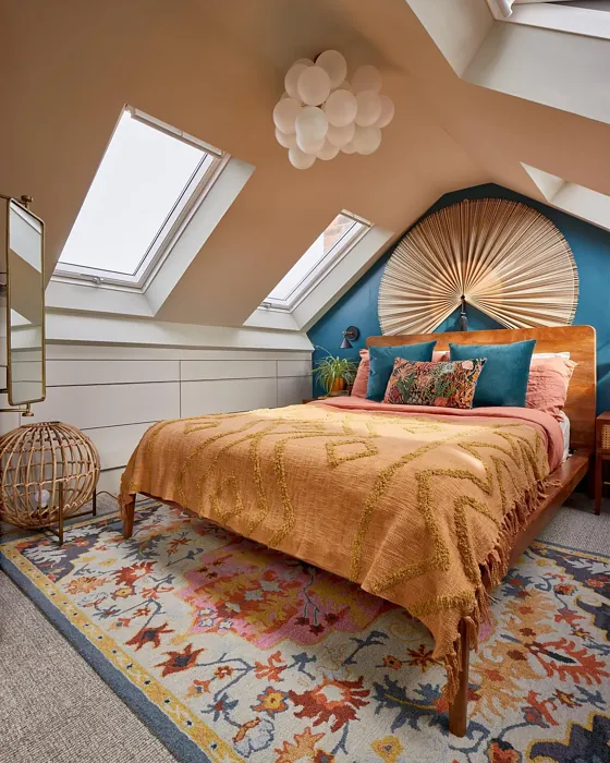 Dulux Teal Lux bedroom accent wall