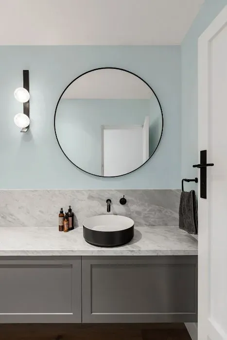 Sherwin Williams Tibetan Sky minimalist bathroom