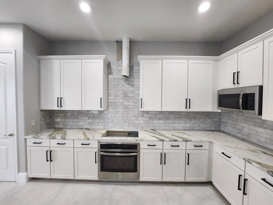 Sherwin Williams Toque White kitchen cabinets 