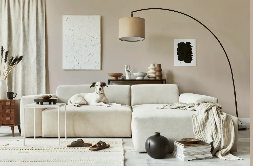 Sherwin Williams Touch of Sand cozy living room