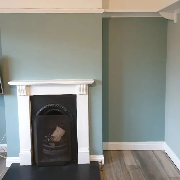 Dulux Tranquil Dawn living room fireplace photo