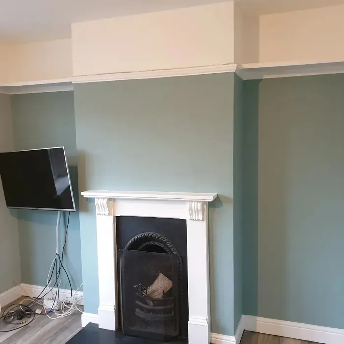 Dulux Tranquil Dawn living room fireplace makeover