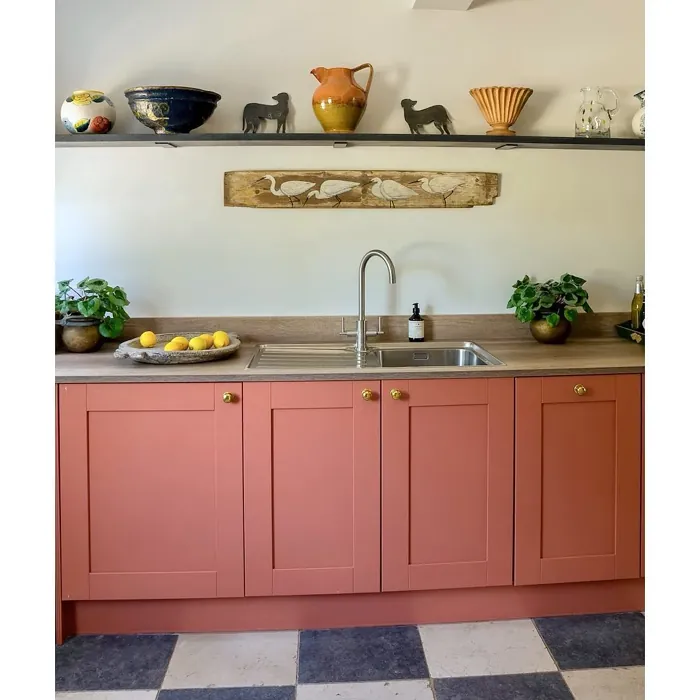 Little Greene Tuscan Red 140 kitchen cabinets
