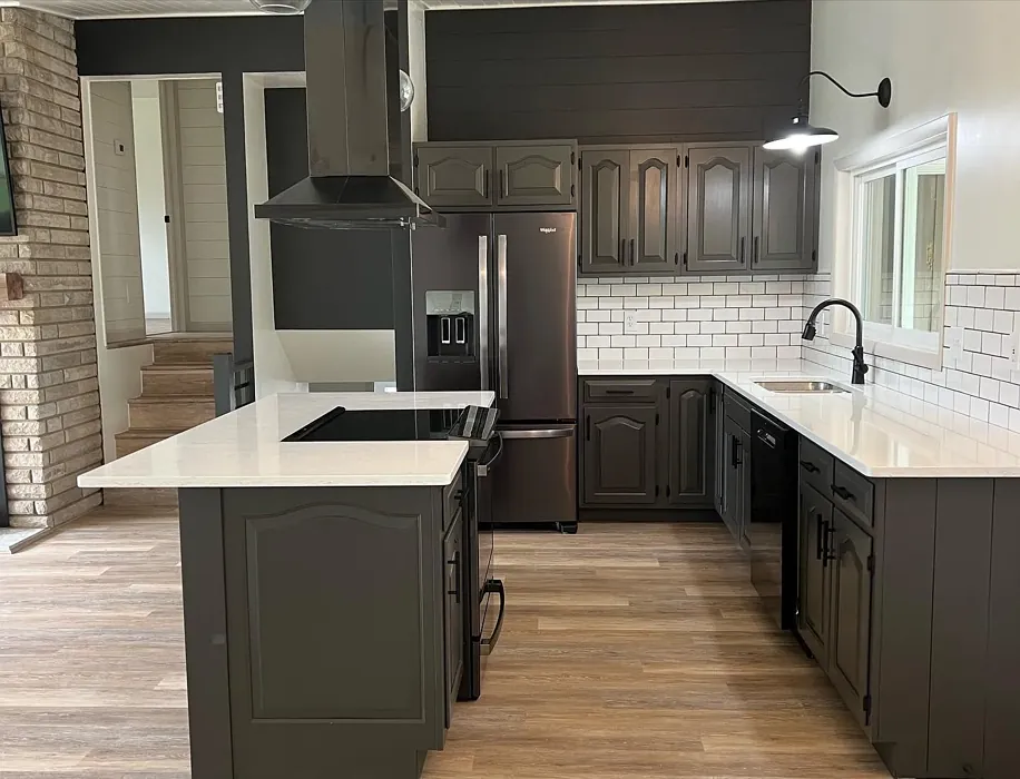 SW Urbane Bronze kitchen cabinets paint review