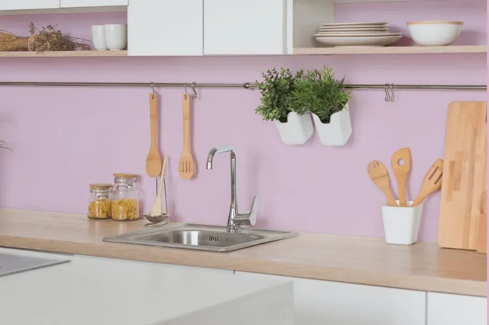 Sherwin Williams Vanity Pink kitchen backsplash