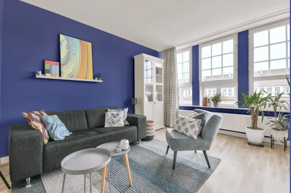 Sherwin Williams Venture Violet living room walls