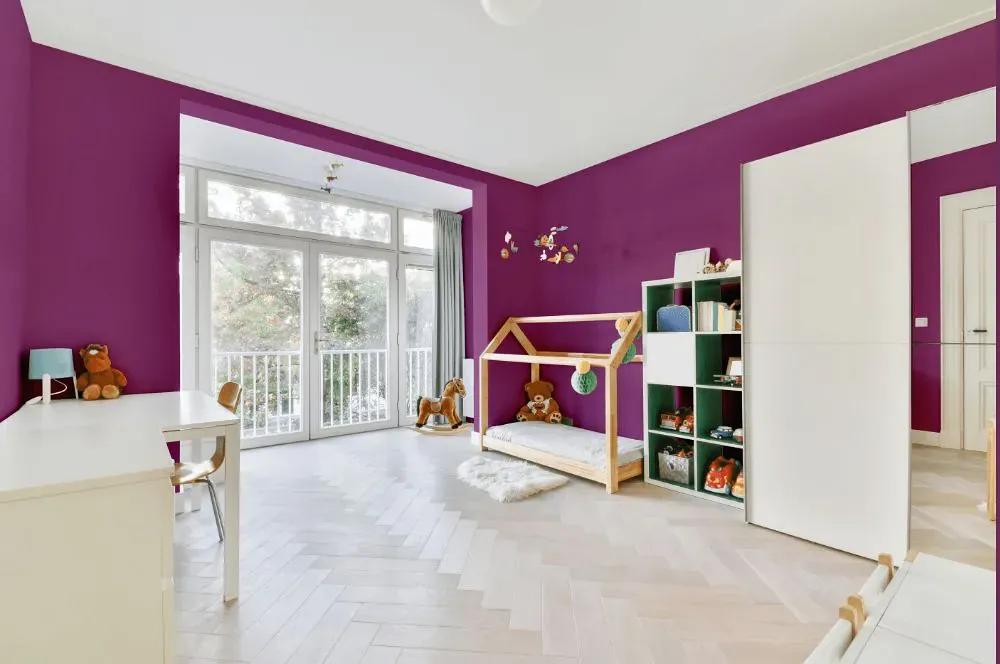 Sherwin Williams Verve Violet kidsroom interior, children's room