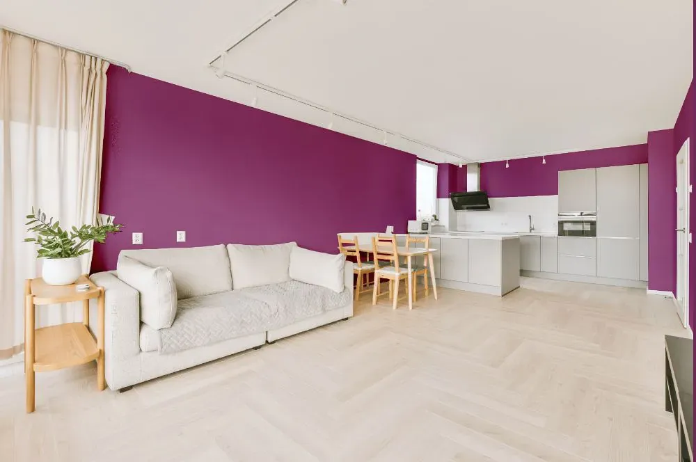 Sherwin Williams Verve Violet living room interior