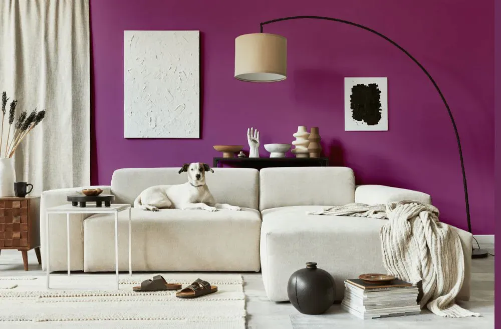 Sherwin Williams Verve Violet cozy living room