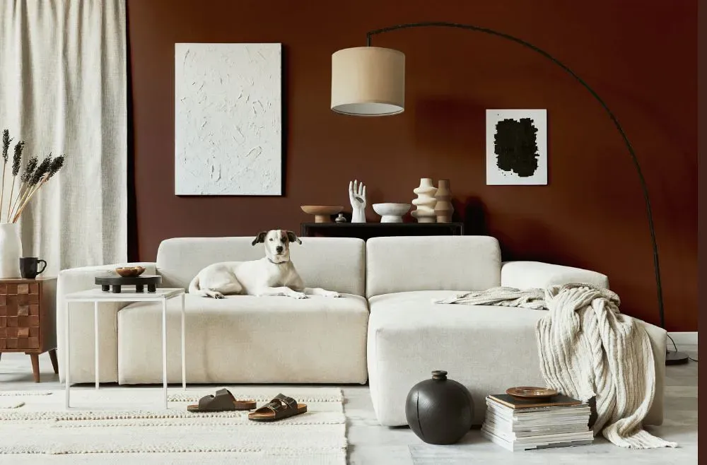 Sherwin Williams Vintage Leather cozy living room