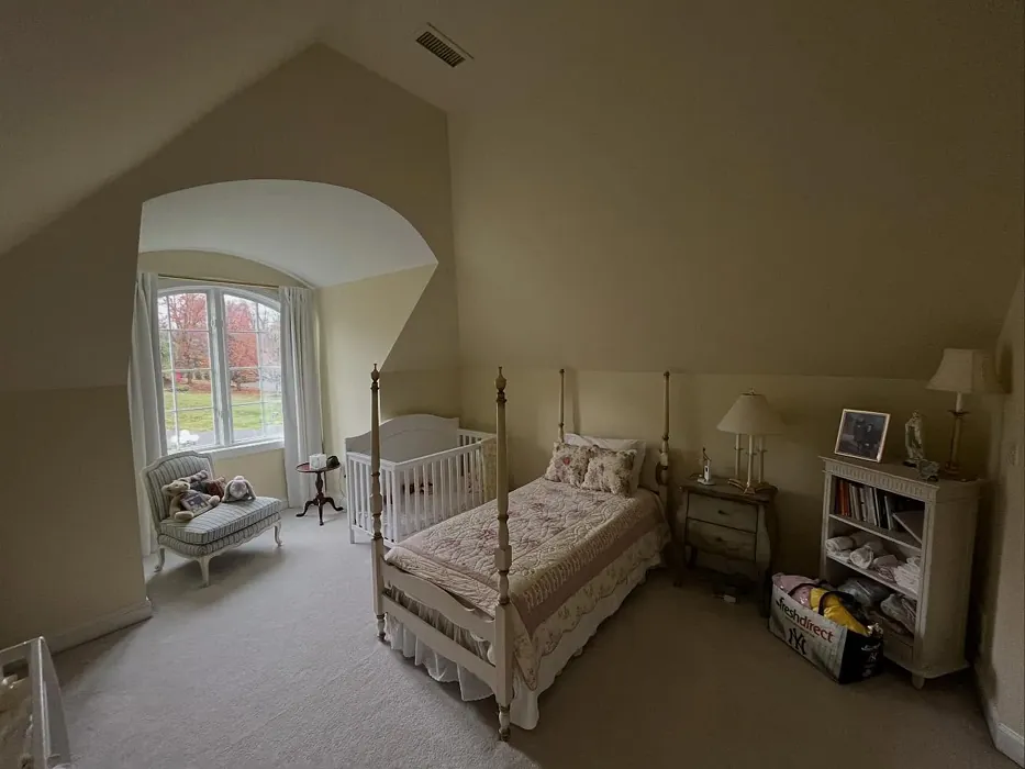 Sherwin Williams Vital Yellow bedroom interior