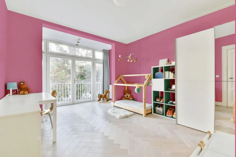 Sherwin Williams Vivacious Pink kidsroom interior, children's room