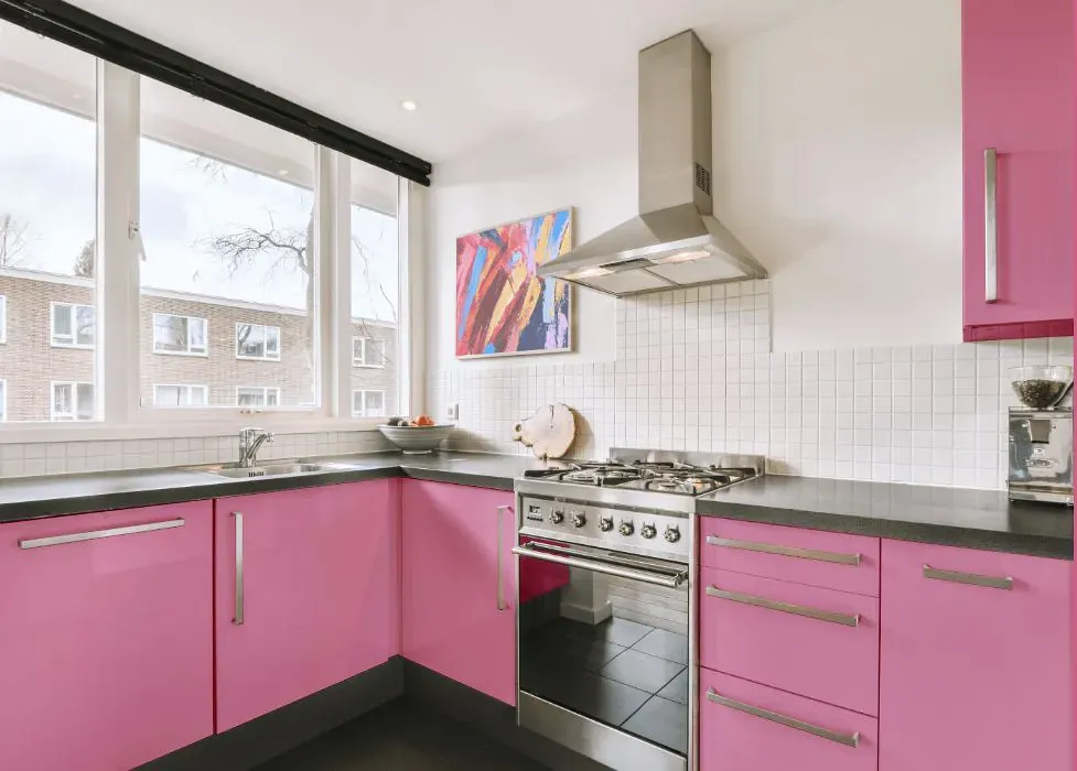 Sherwin Williams Vivacious Pink kitchen cabinets