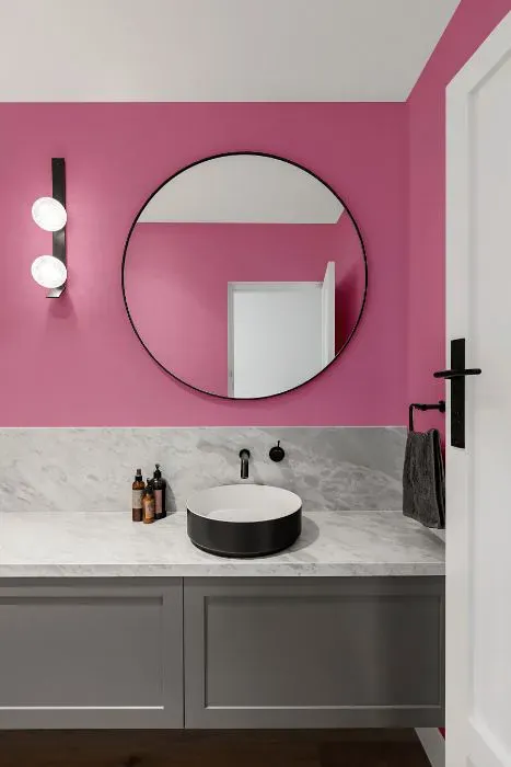 Sherwin Williams Vivacious Pink minimalist bathroom