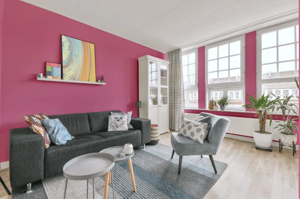 Sherwin Williams Vivacious Pink living room walls